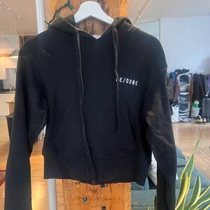 Re/Done Black Hoodie with Drawstring